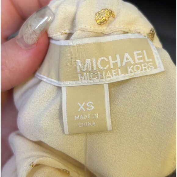 NWT Michael Kors Halter Neck Dress Bone/Gold Polka Dot Pattern XS - Picture 5 of 6